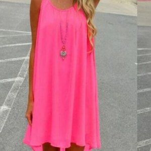 Pink Chiffon Summer Beach Dress